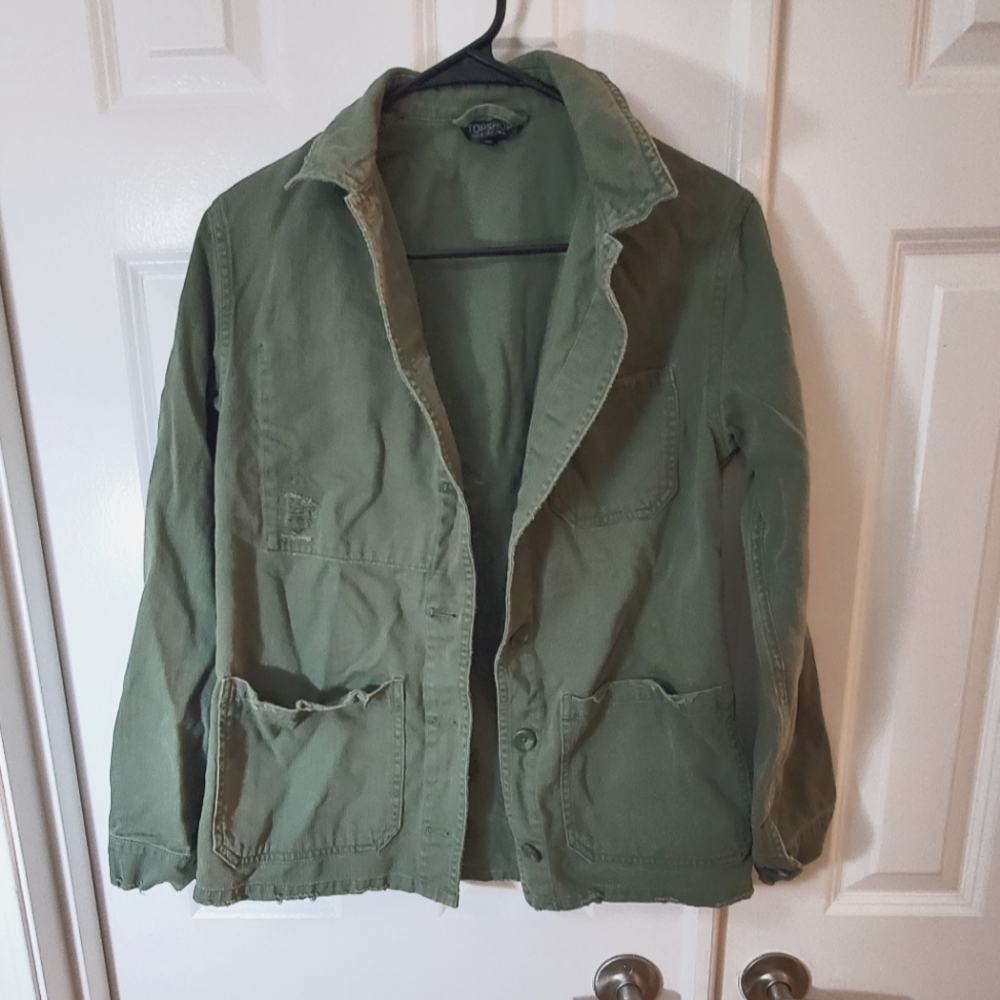 Topshop Distressed Military Jacket
